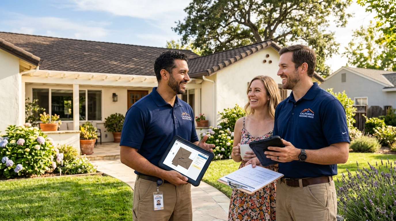 Elbac Roofing contractor specialist consulting and answering questions with homeowners